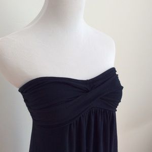 J Crew strapless navy cotton dress